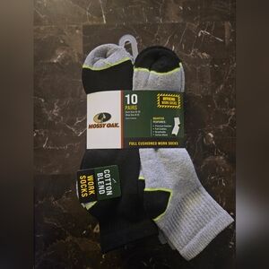 Mossy Oak  Work Socks, 10 pairs of quarter-length (Sock Size 10-13)